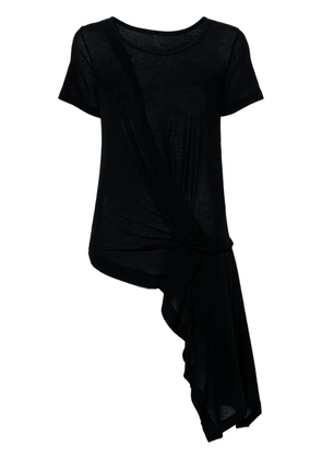 Yohji Yamamoto draped-detail asymmetric T-shirt - Black