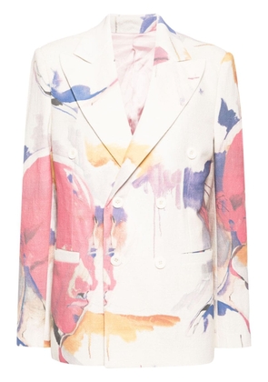 KidSuper Painting-print double-breasted jacket - Neutrals