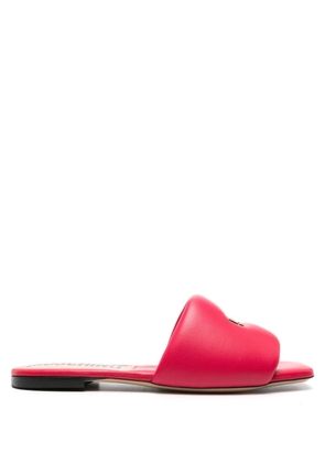 Moschino logo-plaque leather slides - Red