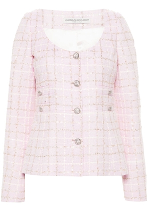 Alessandra Rich sequin-embellished tweed jacket - Pink