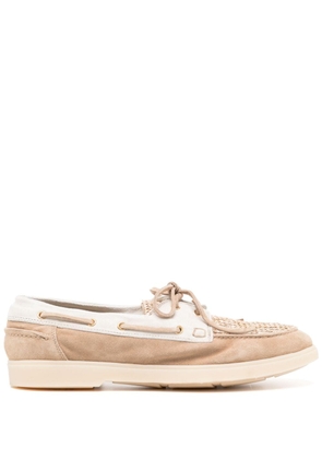 Eleventy woven-panel boat shoes - Neutrals