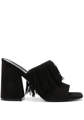 Stuart Weitzman Tia Fringe 100mm suede mules - Black