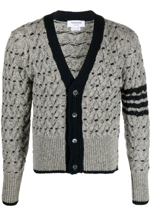 Thom Browne 4-Bar Stripes cable-knit cardigan - Grey