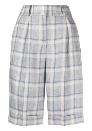 Peserico high-waist linen shorts - Blue