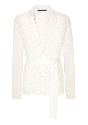 Dolce & Gabbana short lace dressing gown - White