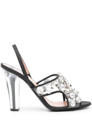 Moschino 110mm crystal-embellished leather sandals - Black