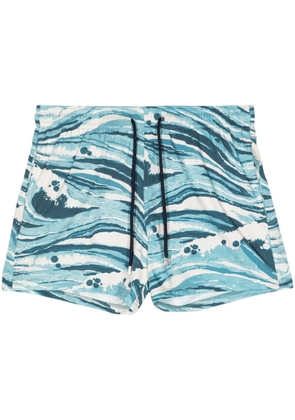 Maison Kitsuné wave-print deck shorts - Blue