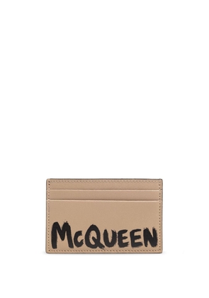 Alexander McQueen logo-print leather cardholder - Neutrals