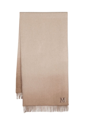 Max Mara logo-embroidered cashmere scarf - Neutrals