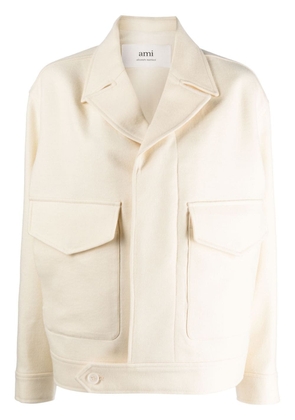 AMI Paris notched-lapel virgin-wool jacket - White