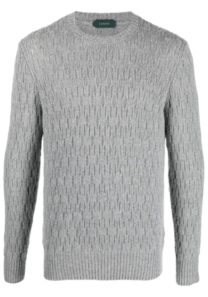 Zanone cable-knit crew neck jumper - Grey