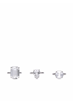 Burberry crystal solitaire ring set - Silver