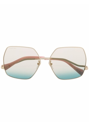 Gucci Eyewear oversize metal frame sunglasses - Gold