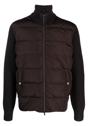 Herno knitted-sleeves quilted jacket - Brown