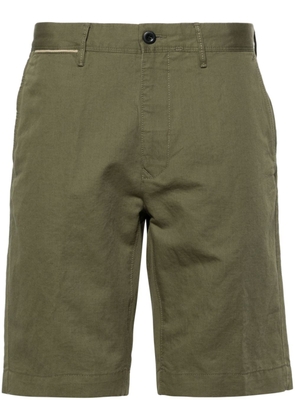 Incotex logo-embroidered linen-blend chino shorts - Green