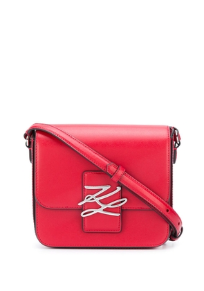 Karl Lagerfeld signature plaque crossbody bag - Red