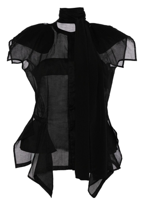 Yohji Yamamoto asymmetric silk top - Black
