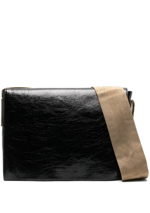 Uma Wang logo-debossed leather shoulder bag - Black