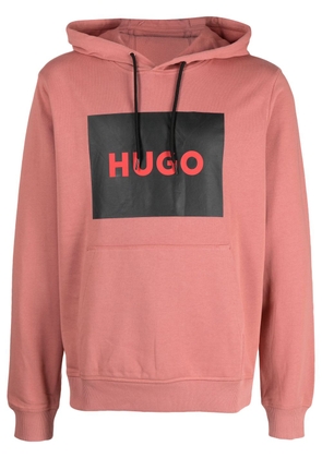 HUGO logo-print cotton hoodie - Red
