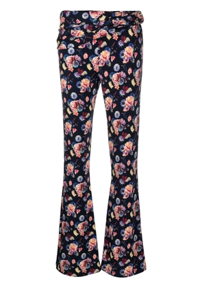 Rabanne floral-print flared trousers - Blue