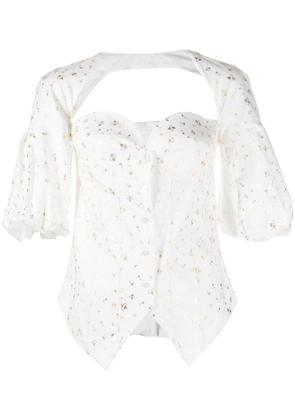 Rosie Assoulin floral-print sweetheart neck blouse - White
