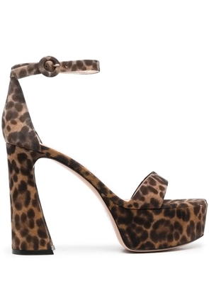 Gianvito Rossi Holly 120mm leopard-print sandals - Brown