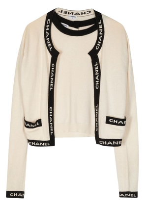 CHANEL Pre-Owned 1990s contrasting cashmere two-piece set - White