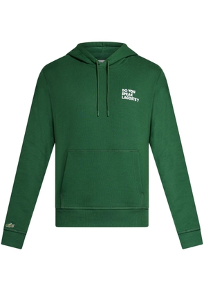 Lacoste slogan-print cotton hoodie - Green