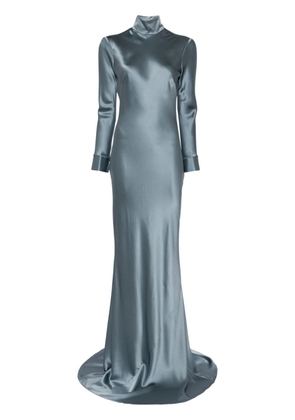 Michelle Mason long sleeve silk gown - Blue