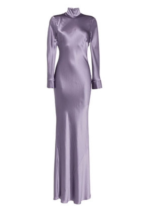 Michelle Mason long sleeve silk gown - Purple