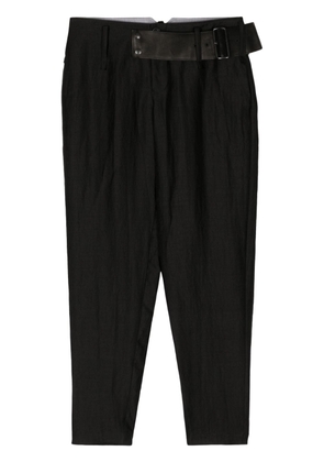 Yohji Yamamoto belted tapered trousers - Black