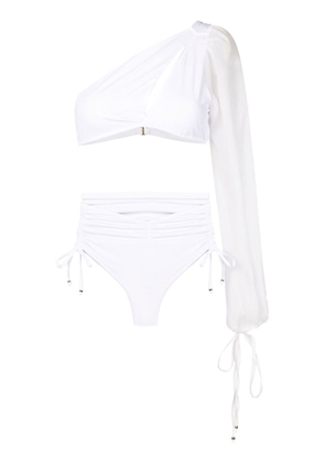 Amir Slama one-shoulder long-sleeve bikini set - White