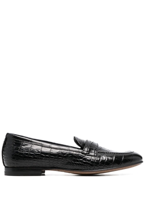 Scarosso crocodile-effect leather loafers - Black