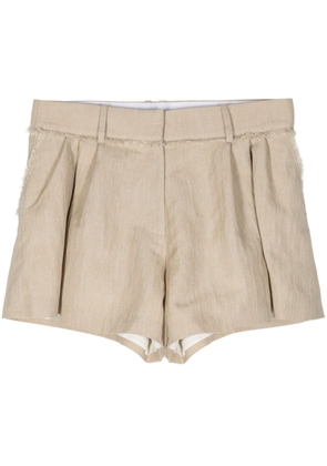 Rabanne pleated cotton-blend shorts - Neutrals