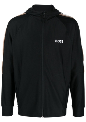 BOSS logo-print hooded jacket - Black