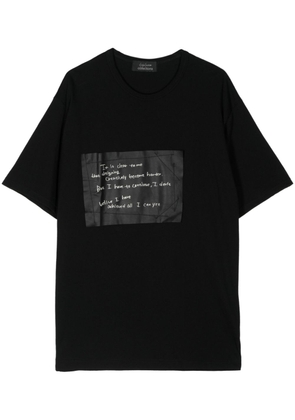 Yohji Yamamoto patch-appliqué cotton T-shirt - Black