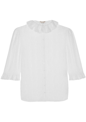Saint Laurent frilled-collar button-up blouse - White