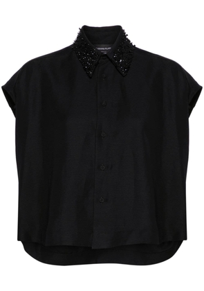 Fabiana Filippi rhinestone-appliqué twill shirt - Black