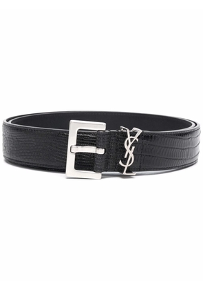 Saint Laurent croc-embossed leather belt - Black