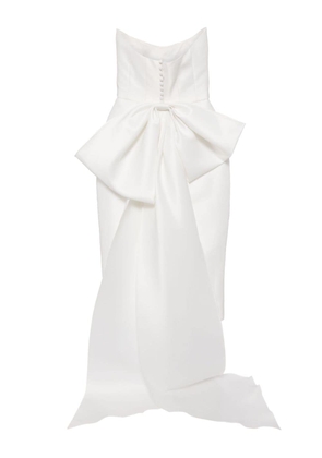 Amsale bow-embellished high-low dress - White