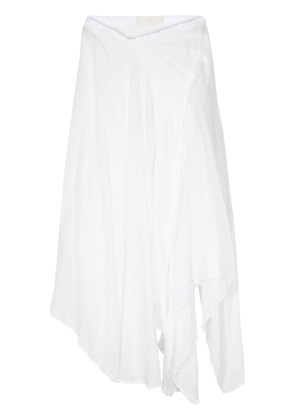Marc Le Bihan asymmetric ramie midi skirt - White