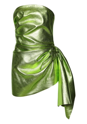 LaQuan Smith ruched leather dress - Green