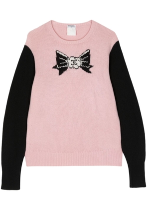 CHANEL Pre-Owned 2000 CC ribbon-intarsia cashmere jumper - Pink