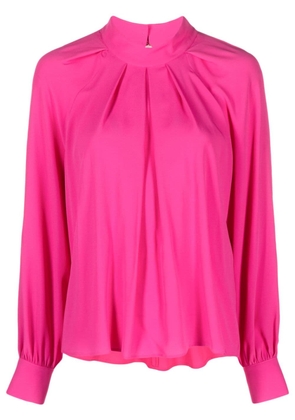 Luisa Cerano round-neck pleat-detail blouse - Pink