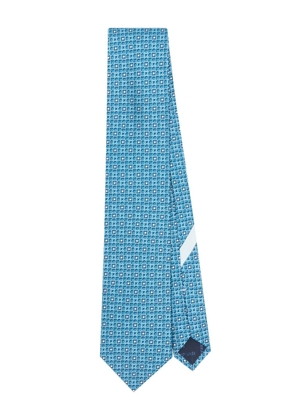 Ferragamo Gancini-pattern silk tie - Blue