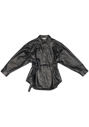 Balenciaga tied-waist leather shirt - Black