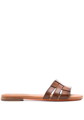 Santoni open-toe flat slides - Brown