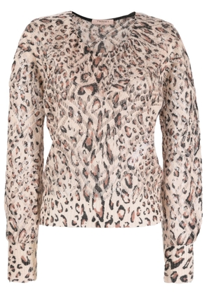TWINSET leopard-print open-knit jumper - Neutrals