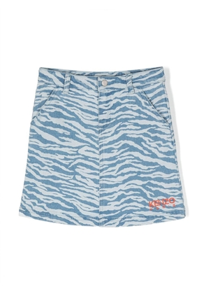 Kenzo Kids tiger-print denim skirt - Blue