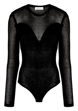 Nina Ricci long-sleeve semi-sheer body - Black
